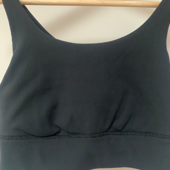 aerie OFFLINE Ribbed Longline Sports Bra - True Black, Size M - Picture 6 of 9